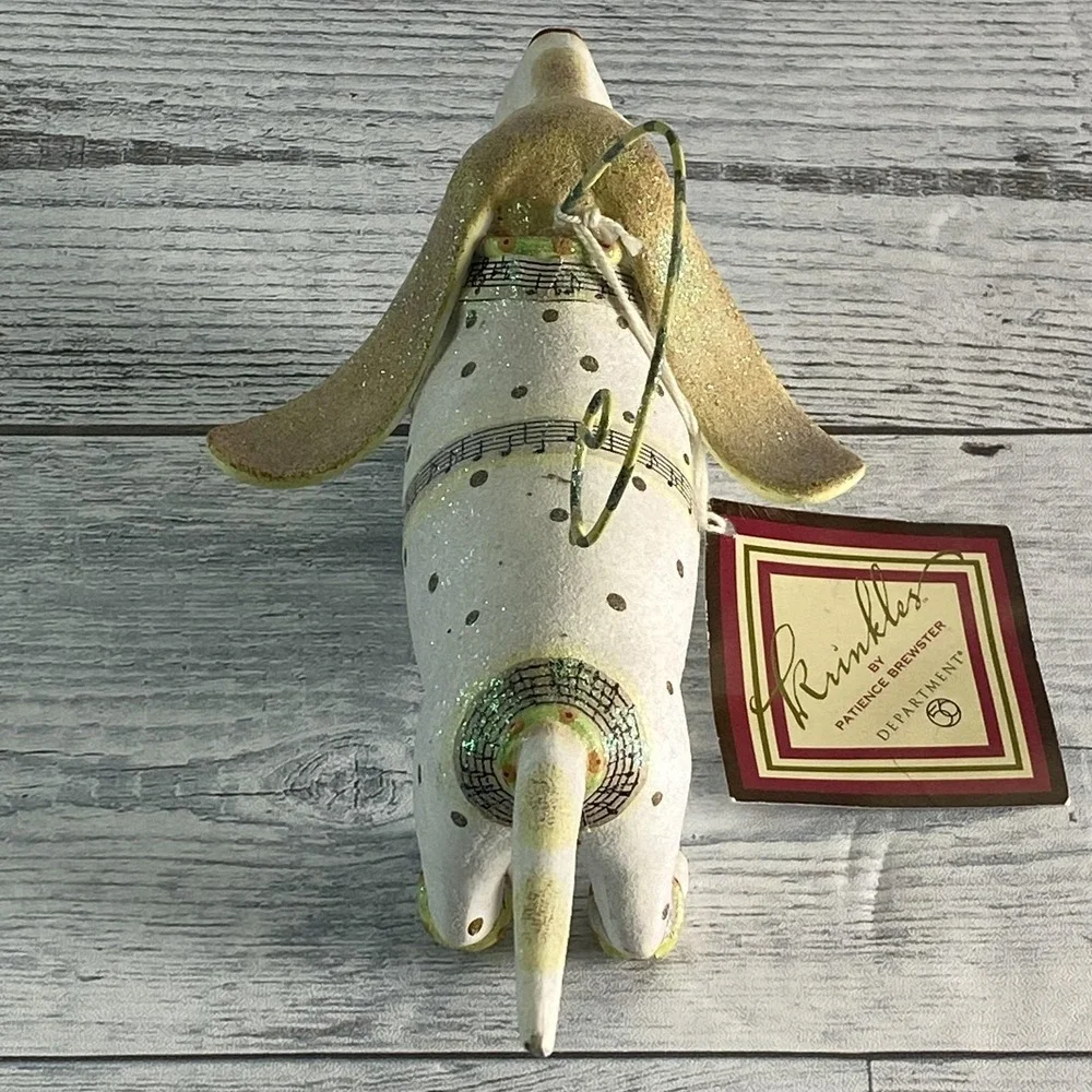Dept 56 Krinkles Patience Brewster Musical Dog Figurine Card Holder Glitter